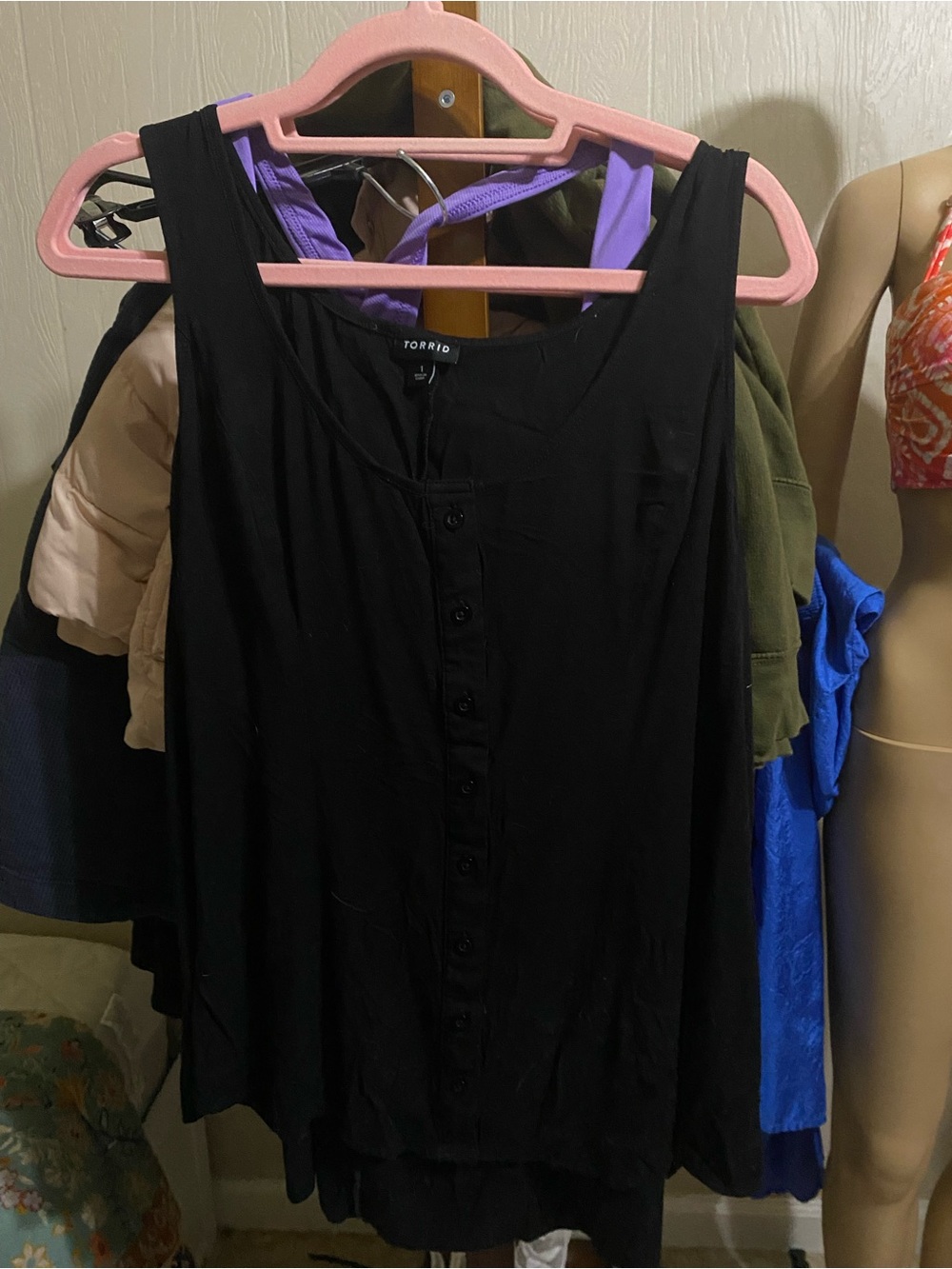 torrid Black Sleeveless Button-Front Top